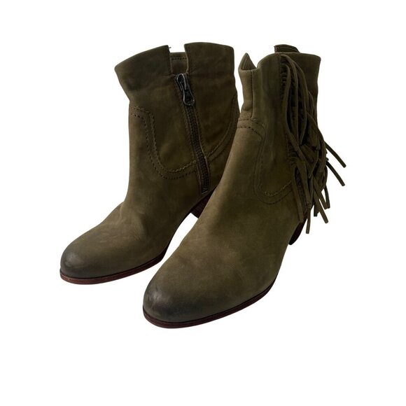 Sam Edelman | Women's "Louie" Olive Green Suede Fringe Ankle Boots Size 9.5 - Picture 9 of 13